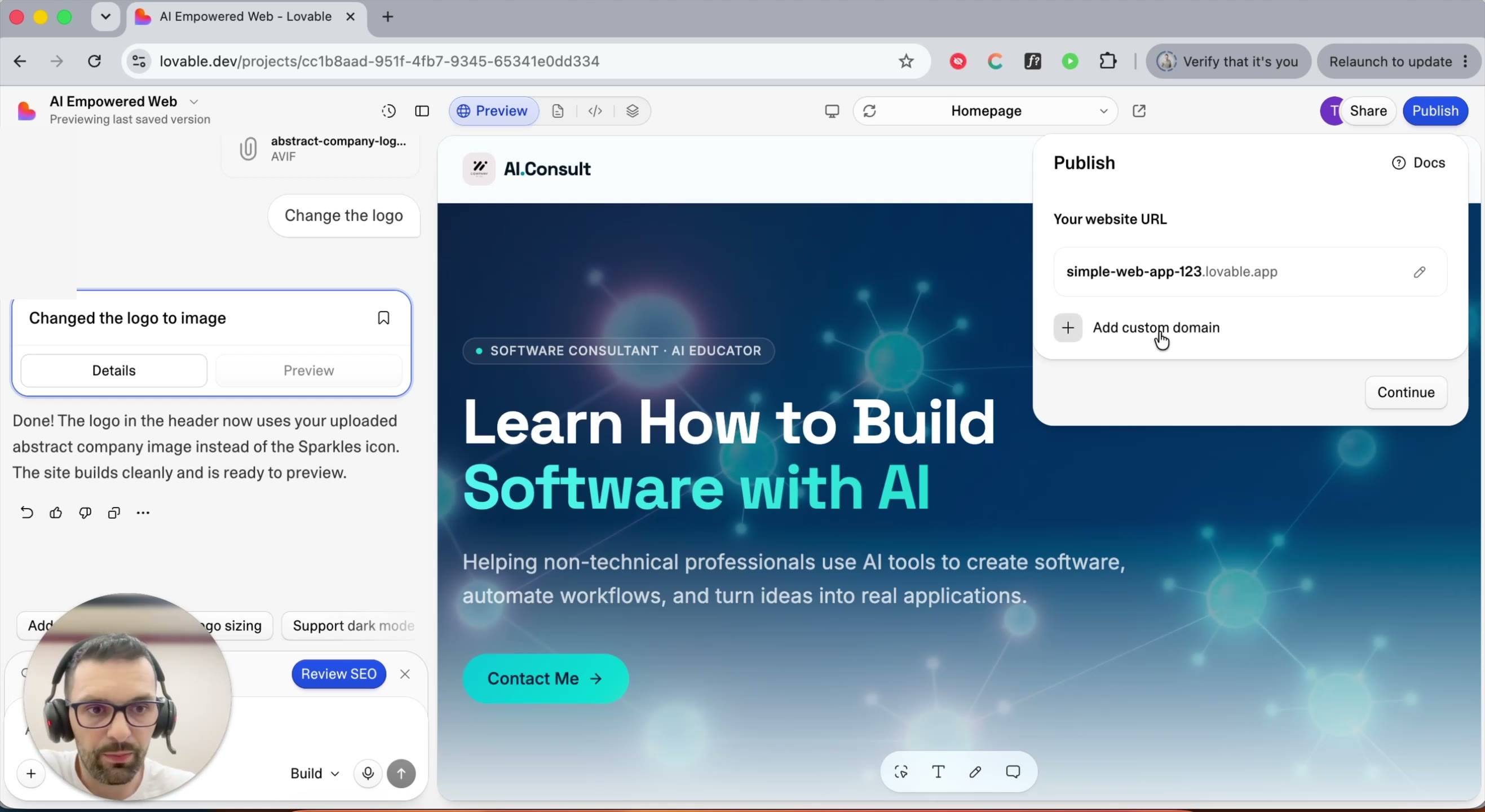Renamed subdomain with the Add Custom Domain option