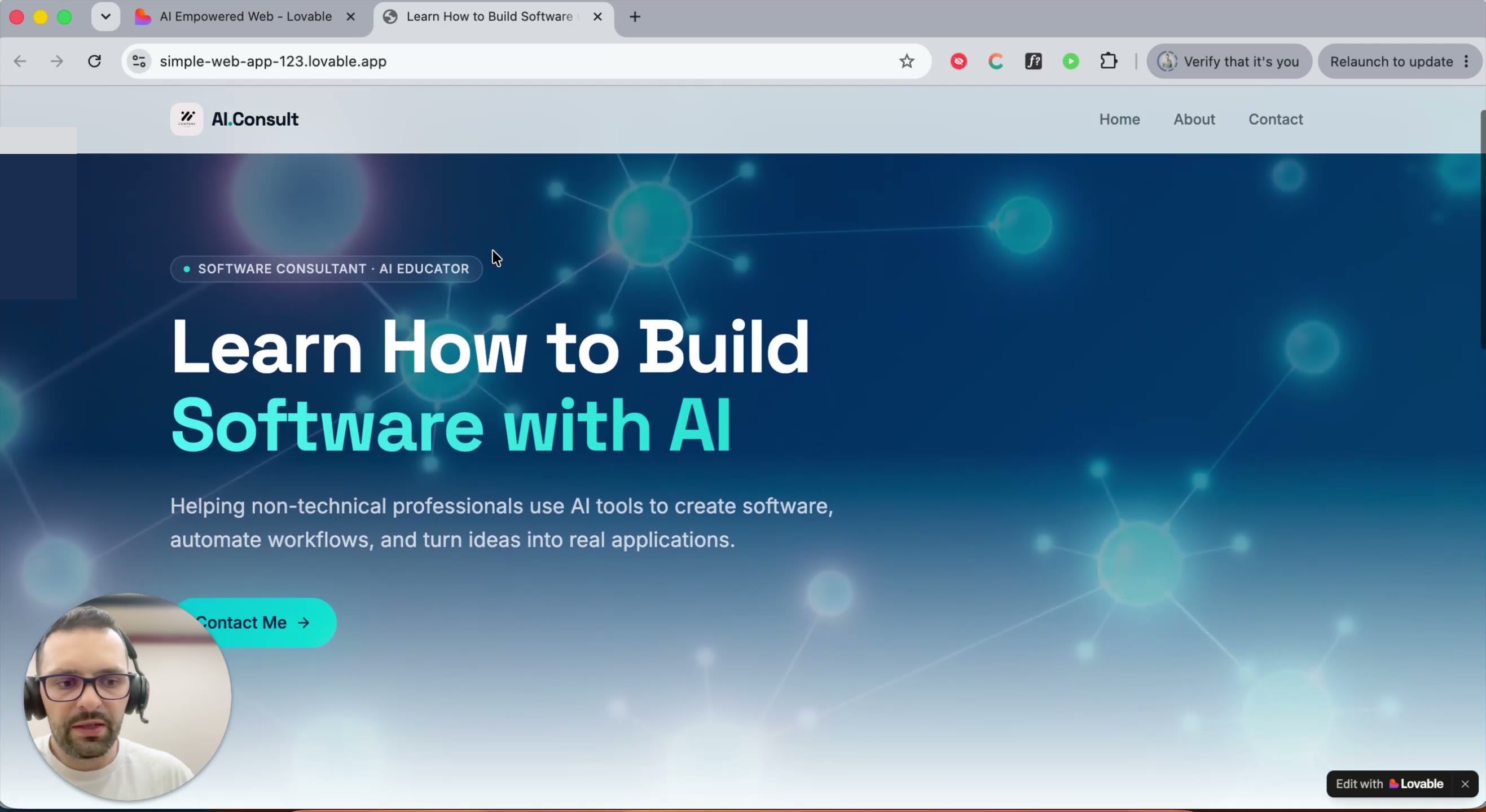 Live published site with the "Edit with Lovable" badge visible
